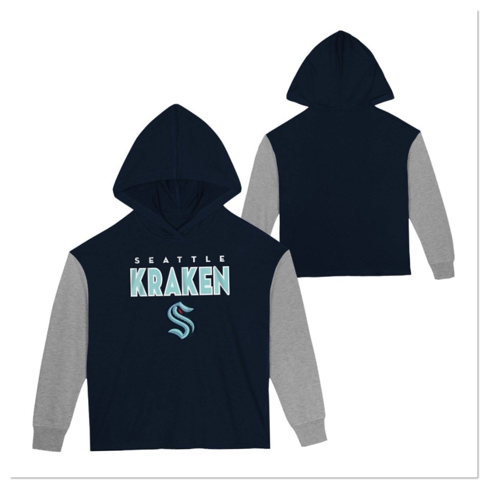 NHL Seattle Kraken Girl’s Long Sleeve Hockey Hooded Sweatshirt